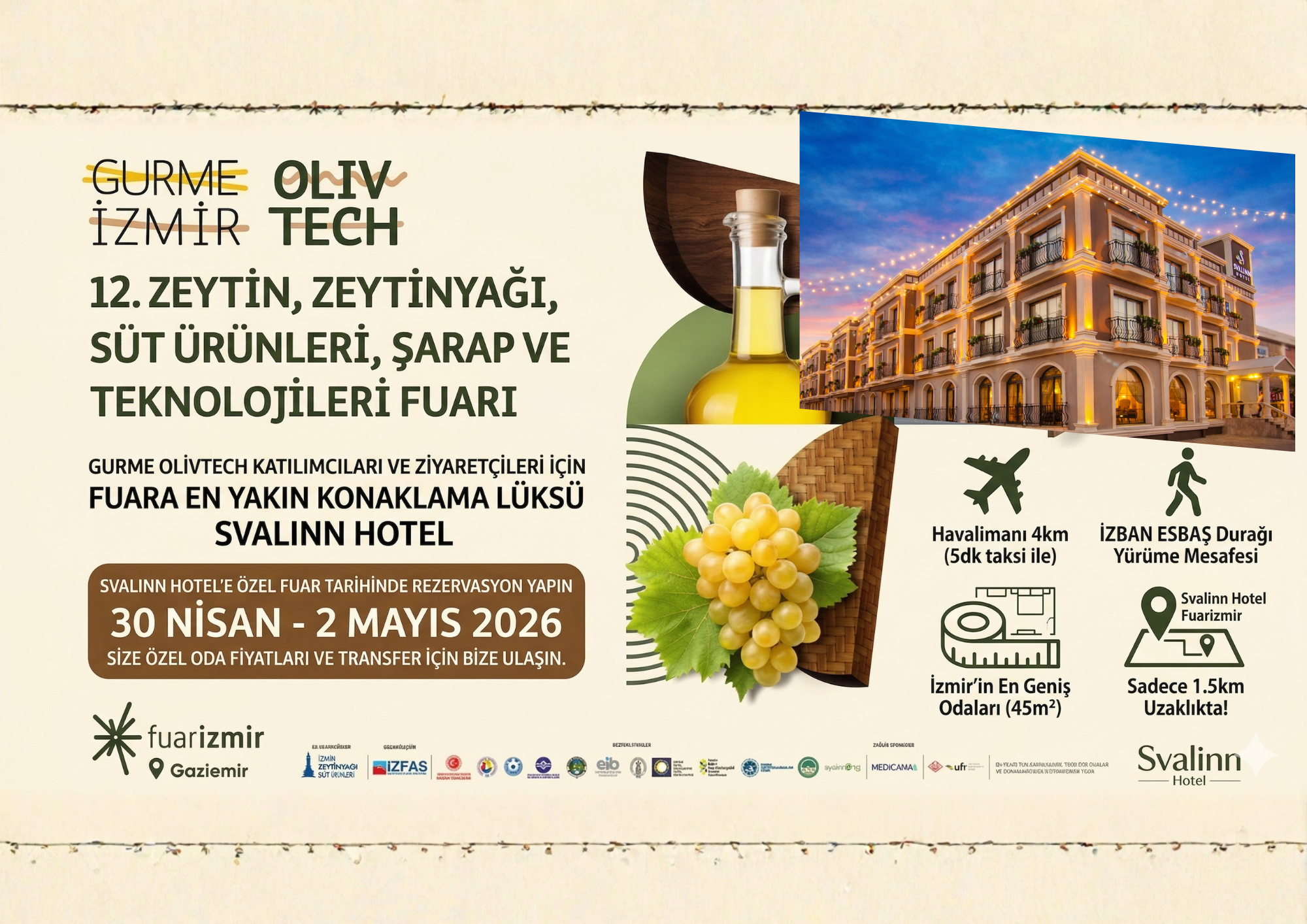 İzmir Zeytinyağı ve Teknolojileri Fuar Konaklama Adresi Svalinn Hotel